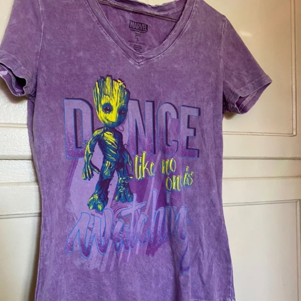Rare Marvel Groot tee purple acid wash